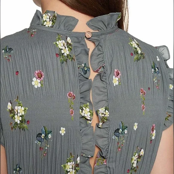 Ted Baker Gray Oracle Pleated Midi Dress Sz 2 or Small - Picture 8 of 10